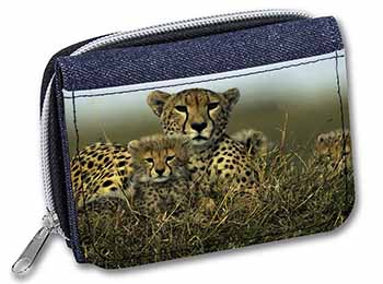 Cheetah and Cubs Unisex Denim Purse Wallet