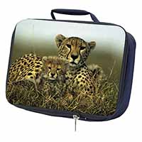 Cheetah and Cubs Navy Insulated School Lunch Box/Picnic Bag