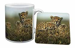 Cheetah and Cubs Mug and Coaster Set