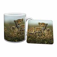 Cheetah and Cubs Mug and Coaster Set