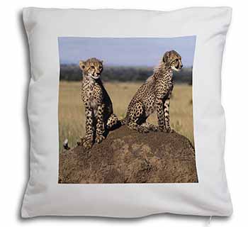 Cheetahs on Watch Soft White Velvet Feel Scatter Cushion