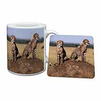 Cheetahs on Watch Mug and Coaster Set