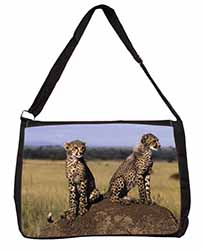 Cheetahs on Watch Large Black Laptop Shoulder Bag School/College