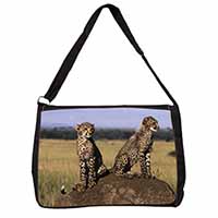 Cheetahs on Watch Large Black Laptop Shoulder Bag School/College