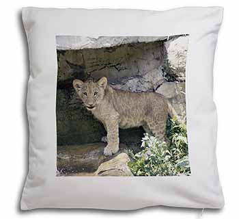 Lion Cub Soft White Velvet Feel Scatter Cushion