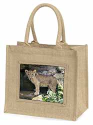 Lion Cub Natural/Beige Jute Large Shopping Bag