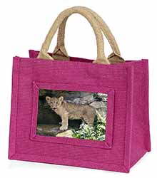 Lion Cub Little Girls Small Pink Jute Shopping Bag