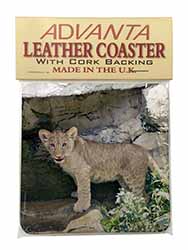 Lion Cub Single Leather Photo Coaster