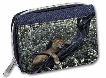 Lioness in Tree Unisex Denim Purse Wallet