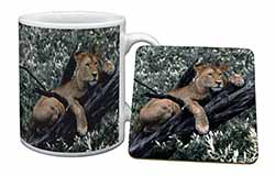 Lioness in Tree Mug and Coaster Set