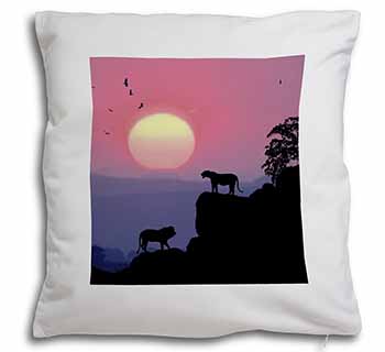 African Lions Sunrise Soft White Velvet Feel Scatter Cushion