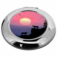 African Lions Sunrise Make-Up Round Compact Mirror