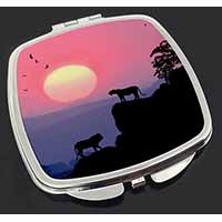 African Lions Sunrise Make-Up Compact Mirror