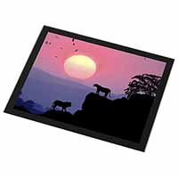 African Lions Sunrise Black Rim High Quality Glass Placemat