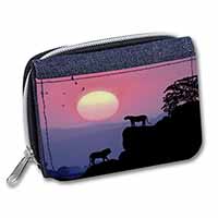 African Lions Sunrise Unisex Denim Purse Wallet