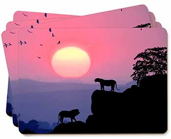 African Lions Sunrise Picture Placemats in Gift Box