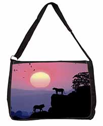 African Lions Sunrise Large Black Laptop Shoulder Bag School/College