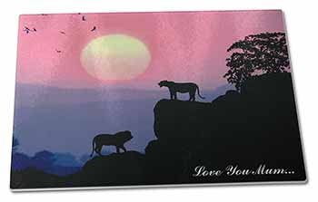 Large Glass Cutting Chopping Board Lions Sunrise 