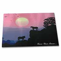 Large Glass Cutting Chopping Board Lions Sunrise 