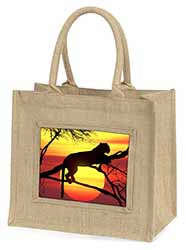 Leopard Natural/Beige Jute Large Shopping Bag