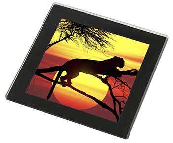 Leopard Black Rim High Quality Glass Coaster