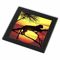 Leopard Black Rim High Quality Glass Coaster