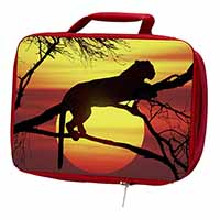 Leopard Insulated Red School Lunch Box/Picnic Bag