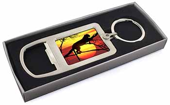 Leopard Chrome Metal Bottle Opener Keyring in Box