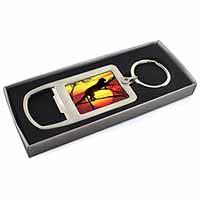 Leopard Chrome Metal Bottle Opener Keyring in Box