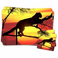 Leopard Twin 2x Placemats and 2x Coasters Set in Gift Box