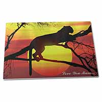 Large Glass Cutting Chopping Board Leopard in Tree 
