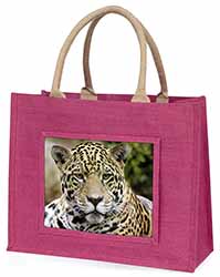 Leopard Large Pink Jute Shopping Bag