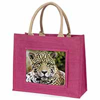 Leopard Large Pink Jute Shopping Bag