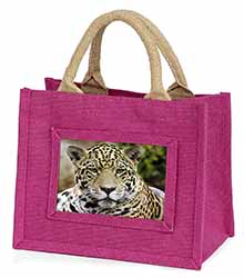 Leopard Little Girls Small Pink Jute Shopping Bag