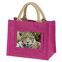 Leopard Little Girls Small Pink Jute Shopping Bag