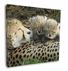 Cheetah and Newborn Babies Square Canvas 12"x12" Wall Art Picture Print
