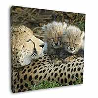 Cheetah and Newborn Babies Square Canvas 12"x12" Wall Art Picture Print