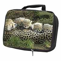 Cheetah and Newborn Babies Black Insulated School Lunch Box/Picnic Bag