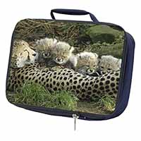 Cheetah and Newborn Babies Navy Insulated School Lunch Box/Picnic Bag