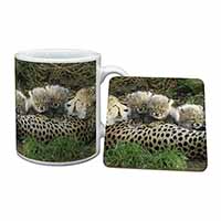 Cheetah and Newborn Babies Mug and Coaster Set