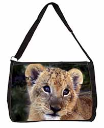 Cute Lion Cub Large Black Laptop Shoulder Bag School/College