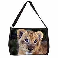 Cute Lion Cub Large Black Laptop Shoulder Bag School/College