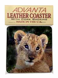 Cute Lion Cub Single Leather Photo Coaster