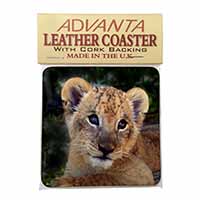 Cute Lion Cub Single Leather Photo Coaster