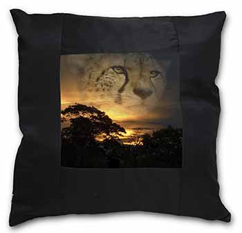 Cheetah Watch Black Satin Feel Scatter Cushion