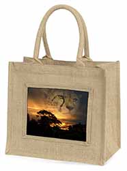 Cheetah Watch Natural/Beige Jute Large Shopping Bag