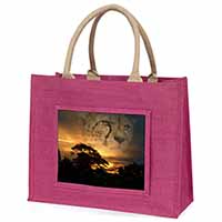 Cheetah Watch Large Pink Jute Shopping Bag