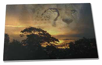 Large Glass Cutting Chopping Board Cheetah Watch