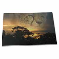 Large Glass Cutting Chopping Board Cheetah Watch