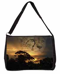 Cheetah Watch Large Black Laptop Shoulder Bag School/College